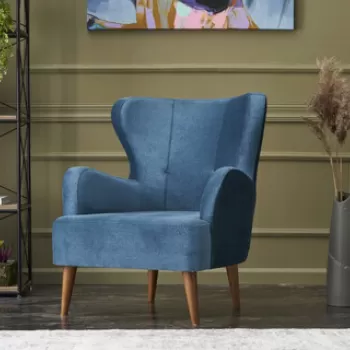 Fotoliu, Balcab Home, 825BLC2350, Lemn de carpen, Albastru imagine