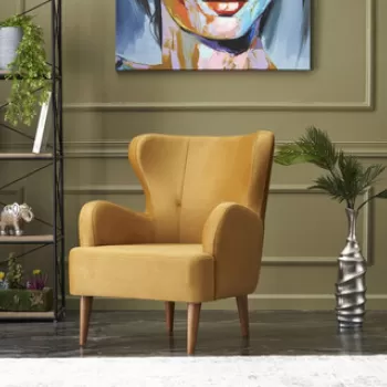 Fotoliu, Balcab Home, 825BLC2351, Lemn de carpen, Auriu imagine