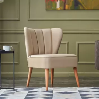 Fotoliu, Balcab Home, 825BLC2352, Lemn de fag, Crem imagine