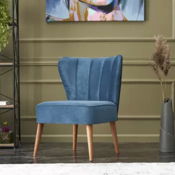 Fotoliu, Balcab Home, 825BLC2354, Lemn de fag, Albastru imagine