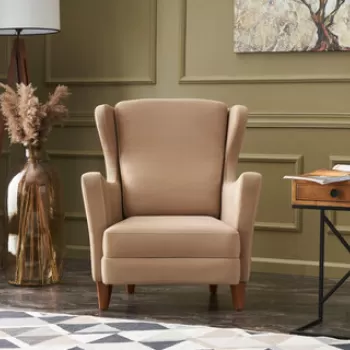 Fotoliu, Balcab Home, 825BLC2549, Lemn de fag, Crem imagine