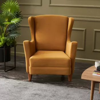 Fotoliu, Balcab Home, 825BLC2550, Lemn de fag, Auriu imagine