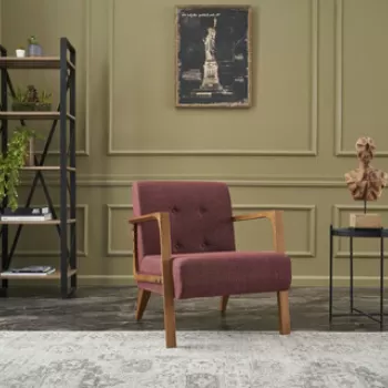 Fotoliu, Balcab Home, 825BLC2707, Lemn de fag, Rosu claret imagine