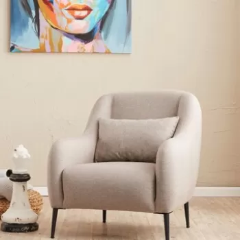 Fotoliu, Balcab Home, 825BLC2744, Lemn de fag, Crem imagine