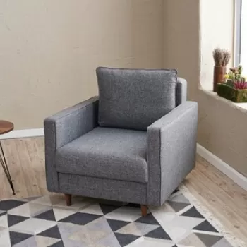 Fotoliu, Balcab Home, 825BLC2769, Lemn de brad / PAL, Gri imagine