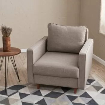 Fotoliu, Balcab Home, 825BLC2771, Lemn de brad / PAL, Crem imagine