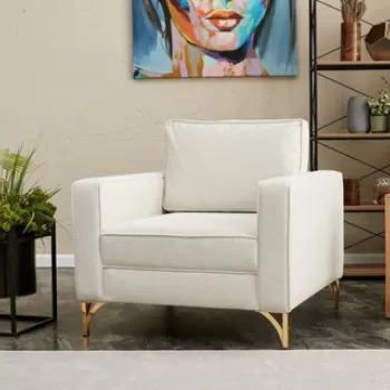 Fotoliu, Balcab Home, 825BLC2787, Lemn de fag, Crem / Aur imagine