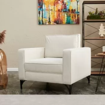 Fotoliu, Balcab Home, 825BLC2788, Lemn de fag, Crem/Negru imagine