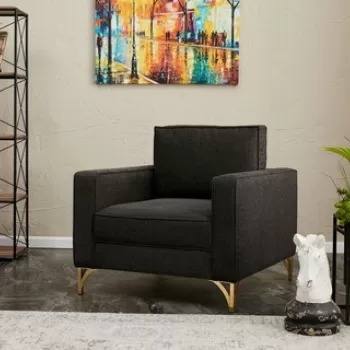 Fotoliu, Balcab Home, 825BLC2789, Lemn de fag, Antracit / Aur imagine