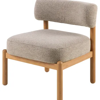 Fotoliu Burley, Actona, 66.5x69x75 cm, tesatura Boucle/lemn de stejar, bej imagine