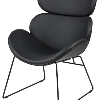 Fotoliu Cazar, Actona, 69x78.5x90.5 cm, piele ecologica/otel, negru imagine