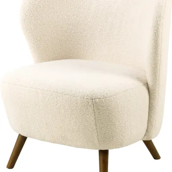 Fotoliu Crosby, Actona, 76x73x82 cm, plus teddy/lemn de cauciuc, crem imagine