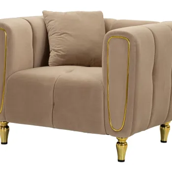 Fotoliu cu perna decorativa Alma, Mauro Ferretti, 81x97x71 cm, eucalipt/pin/catifea, gri/auriu imagine