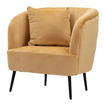 Fotoliu cu perna decorativa Browy, Mauro Ferretti, 73x66x78 cm, lemn de pin/poliester, maro/negru imagine