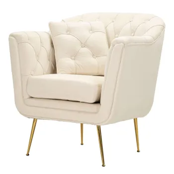 Fotoliu cu perna decorativa Budapest, Mauro Ferretti, 88x83x91 cm, fier/poliester, crem imagine