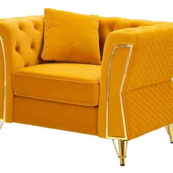 Fotoliu cu perna decorativa Emy, Mauro Ferretti, 104x83x76 cm, eucalipt/pin/catifea, galben mustar/auriu imagine