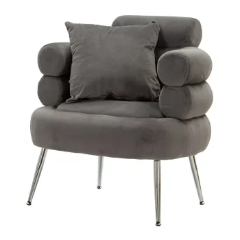 Fotoliu cu perna decorativa Silvery, Mauro Ferretti, 78x68x85 cm, lemn de pin/catifea, gri/argintiu imagine