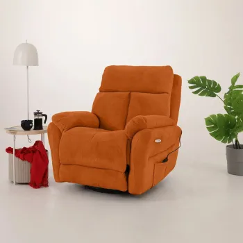 Fotoliu cu recliner, Atelier del Sofa, 752EST1501, Frame: 70% HORNBEAM/30% MELAMINE COATED CHIPBOARD, Caramiziu imagine