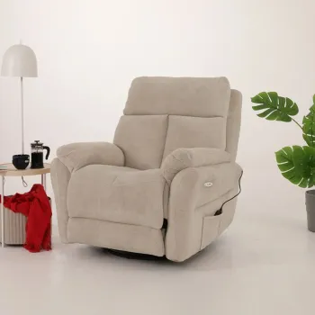 Fotoliu cu recliner, Atelier del Sofa, 752EST1502, Frame: 70% HORNBEAM/30% MELAMINE COATED CHIPBOARD, Crem imagine