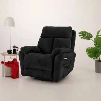 Fotoliu cu recliner, Atelier del Sofa, 752EST1503, Frame: 70% HORNBEAM/30% MELAMINE COATED CHIPBOARD, Negru imagine