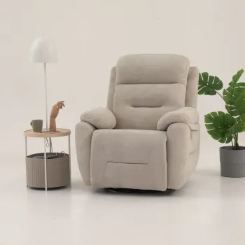Fotoliu cu recliner, Atelier del Sofa, 752EST1508, Frame: 70% HORNBEAM/30% MELAMINE COATED CHIPBOARD, Crem imagine