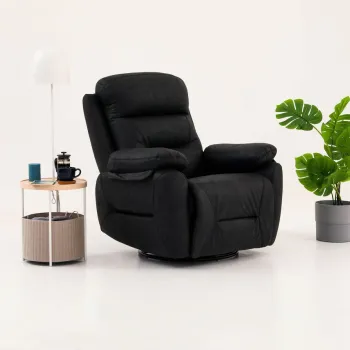 Fotoliu cu recliner, Atelier del Sofa, 752EST1509, Frame: 70% HORNBEAM/30% MELAMINE COATED CHIPBOARD, Negru imagine