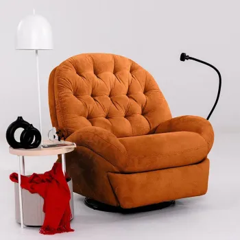 Fotoliu cu recliner, Atelier del Sofa, 752EST1510, Frame: 70% HORNBEAM/30% MELAMINE COATED CHIPBOARD, Caramiziu imagine