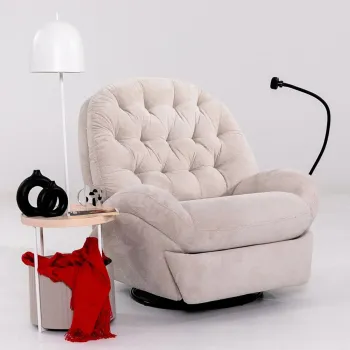 Fotoliu cu recliner, Atelier del Sofa, 752EST1511, Frame: 70% HORNBEAM/30% MELAMINE COATED CHIPBOARD, Crem imagine