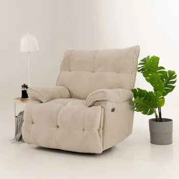 Fotoliu cu recliner, Atelier del Sofa, 752EST1514, Frame: 70% HORNBEAM/30% MELAMINE COATED CHIPBOARD, Crem imagine
