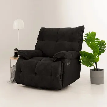 Fotoliu cu recliner, Atelier del Sofa, 752EST1515, Frame: 70% HORNBEAM/30% MELAMINE COATED CHIPBOARD, Negru imagine