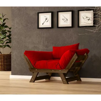 Fotoliu de gradina, Hanah Home, CPT8135-140, Nuc / Rosu imagine