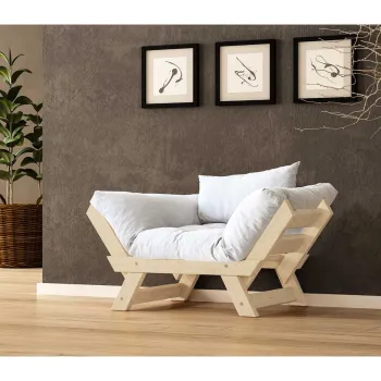 Fotoliu de gradina, Hanah Home, CPT8141-140, Natural/Alb imagine