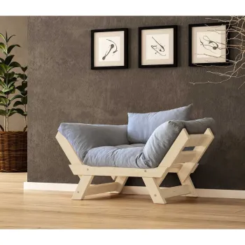 Fotoliu de gradina, Hanah Home, CPT8143-140, Natural / Gri imagine