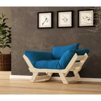 Fotoliu de gradina, Hanah Home, CPT8146-140, Natural / Albastru imagine