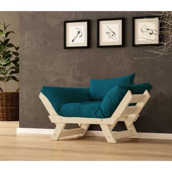 Fotoliu de gradina, Hanah Home, CPT8148-140, Natural / Albastru petrol / imagine