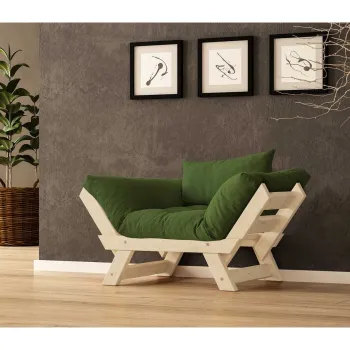 Fotoliu de gradina, Hanah Home, CPT8150-140, Natural/Verde imagine