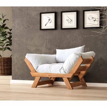 Fotoliu de gradina, Hanah Home, CPT8151-140, Teak / Alb imagine