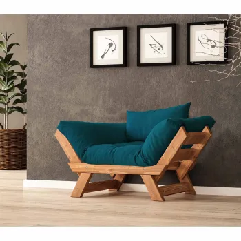 Fotoliu de gradina, Hanah Home, CPT8158-140, Teak / Verde Petrol imagine