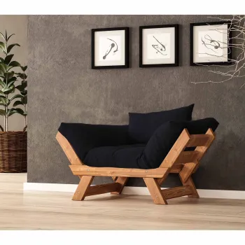 Fotoliu de gradina, Hanah Home, CPT8159-140, Teak / Negru imagine