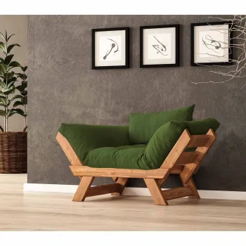 Fotoliu de gradina, Hanah Home, CPT8160-140, Teak / Verde imagine