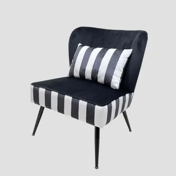 Fotoliu Eloya, Homla, 75.5x71x86 cm, MDF/catifea din poliester, negru/alb imagine