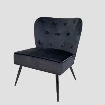 Fotoliu Eloya, Homla, 75.5x71x86 cm, MDF/metal/catifea din poliester, negru imagine