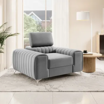 Fotoliu, ELTAP, AR-LAU-03NU, Laurence, 125x97x105 cm, lemn/poliester, gri imagine