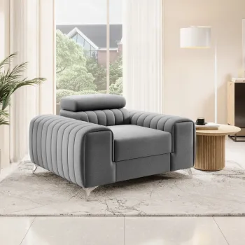 Fotoliu, ELTAP, AR-LAU-04NU, Laurence, 125x97x105 cm, lemn/poliester, gri deschis imagine