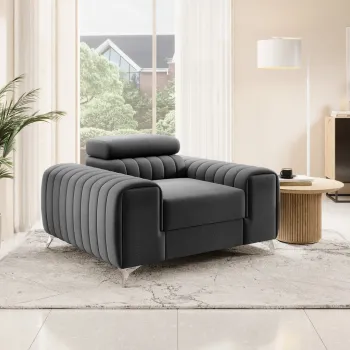 Fotoliu, ELTAP, AR-LAU-05NU, Laurence, 125x97x105 cm, lemn/poliester, gri inchis imagine