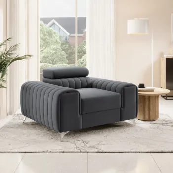 Fotoliu, ELTAP, AR-LAU-06NU, Laurence, 125x97x105 cm, lemn/poliester, gri inchis imagine