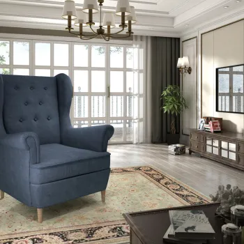 Fotoliu ELTAP, Aros, 72x60x100 cm, lemn/poliester, albastru imagine