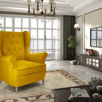 Fotoliu ELTAP, Aros, 72x60x100 cm, lemn/poliester, galben imagine