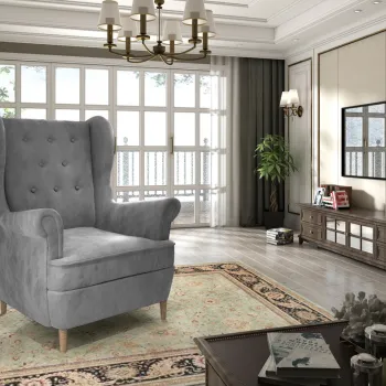 Fotoliu ELTAP, Aros, 72x60x100 cm, lemn/poliester, gri inchis imagine