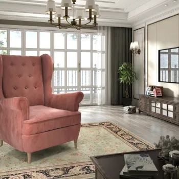 Fotoliu ELTAP, Aros, 72x60x100 cm, lemn/poliester, roz imagine